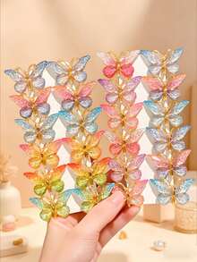 7/14/21pcs Sweet Gradient Color Small Butterfly Hair Clips, Girls' Daily Casual Versatile Hair Styling Clips - Multicolor - View 6