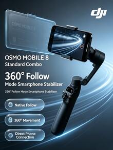 dji OM8 (Osmo Mobile 8) Stabilizer Smartphone dengan Fitur Ikuti Cerdas 360° dan Stabilisasi Gambar, Tongkat Selfie Portabel yang Dapat Dilipat, Gimbal Genggam untuk Live Streaming dan Vlogging - View 1