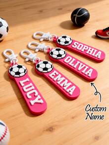 1pc Personalized Name Football Keychain, Backpack Charm Keychain, Customized Letter Football Accessory, Suitable For Football Players - Multicolor - View 7