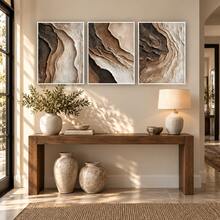 3 buah Poster Seni Dinding Modern Abstrak Garis Geometris Cokelat Tua, Lukisan Kanvas, Hadiah Ideal untuk Dekorasi Ruangan, Dekorasi Rumah Ruang Tamu, Dekorasi Kamar Mandi, Tanpa Bingkai - Beraneka warna - View 6