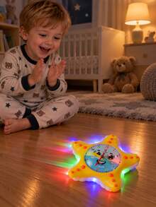 Musical Light Up Starfish Crawling Toy,Clock Face With Auto Steering Universal Wheels & Obstacle Avoidance,Gift For Toddlers Baby Boys Girls,Christmas - Multicolor - View 6