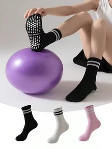 3/5雙中筒瑜珈襪 室內舞蹈 瑜珈 皮拉提斯 健身運動 蹦床跑步襪 - 彩色 - 查看 4