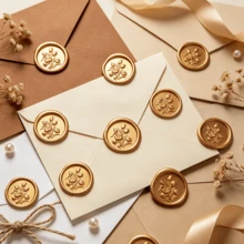20入/包 3D鬱金香蠟封貼紙，婚禮邀請函信封封口貼，自黏式白色花朵貼紙，適用於邀請函、禮物包裝、聖誕節 - 鬱金香-棕色 - 查看 12
