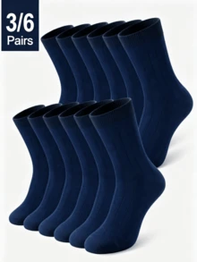3/6 Pairs Men's Thin Comfortable Casual Mid-Calf Socks, Elastic Breathable Fabric For Spring/Summer, Suitable For Running, Workout - Multicolor - View 1