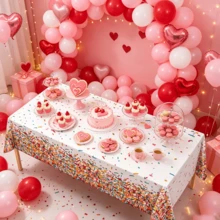 2pcs Colorful Candy Disposable PE Tablecloth, 54*108inch Rectangular Colored Paper Tablecloth, Suitable For Birthday Wedding Party Ice Cream Theme Party Supplies - Rainbow Candy - View 6