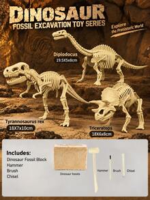 1pc Dinosaur Fossil Excavation Toy (With Free Tools) - Tyrannosaurus Rex/Triceratops Etc., Children's DIY Puzzle Treasure Hunt Toy, Suitable For Boys And Girls - Each Box Contains Dinosaur Fossil Plaster + 3 Tools - View 38