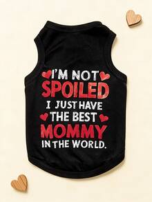 LUCKIE LABO 1pc English Slogan THE BEST MOMMY Small Red Heart Fun Pattern Pet Vest, Physical Flea Protection, Reduces Shedding, Insulated And Breathable, Suitable For Large And Small Dogs And Cats, Indoor And Outdoor - Multicolor - View 8