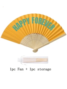 1Set Personalized Coloured Fans With Retro Curved Font: With Storage Bag,Add Any Text, Name, Or Quote,Suitable For Weddings, Tea Parties, Bridesmaid - Multicolor - View 18