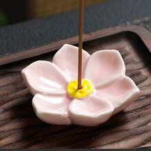 1pc Ceramic Incense Burner, Floral Pattern, Sandalwood Base, Lotus Shape, Suitable For Thanksgiving, Valentine's Day, Wedding, Halloween, Party, Hotel, Mother's Day, Suitable For Dining Table, Living Room, Bedroom, Study Room And Other Decorations - A - View 15