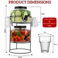 Crystals 7L Double Glass Drinks Dispenser Set With Metal Stand, Taps & Glasses - View 2