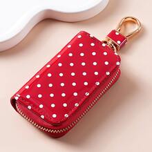 Retro Polka Dot Leather Car Key Case,Portable Key Holder Pouch With Hanging Pendant,Auto Key Protector For Daily Use - Multicolor - View 9