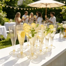 20/8/1 Reusable 4.5oz Clear Acrylic Champagne Cups, Shatterproof Glasses Suitable For Parties, Weddings And Large Events, Elegant And Easy To Clean. Party Supplies - View 2