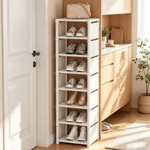 8-Tier Vertical Narrow Shoe Rack Organizer, Plastic Material, Freestanding Shoe Cabinet, With Baffles, Suitable For Entryway, Closet, Bedroom - White - View 15
