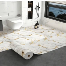 1 Roll High-Grade Marble Self-Adhesive Wallpaper, Removable DIY Wall Sticker, Waterproof, Oil-Resistant, Easy To Maintain And Clean, Suitable For Kitchen, Bathroom, Wall Decor, Modern Platinum Vein Art Style - White Gold - View 2