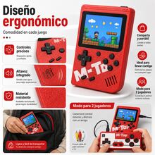 Retro 400-In-1 Portable Video Game Console With 2-Player Controller, 4-Color Mini Pocket Console With AV Connection To TV, Rechargeable Lithium Battery And USB Cable, Classic Entertainment Toy For Kids And Adults - Red - View 4