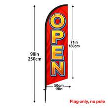 1pc OPEN Business Hours Feather Flag, 6.5ft Advertising Banner, Red High-Bright Background With Yellow 3D Vertical OPEN Large Letters, Blue Outline And Classic Eye-Catching Signage Style Design, Suitable For Store Opening, Restaurant Operation, Retail Promotion, Roadside Traffic Attraction And Outdoor Commercial Display, Durable Weather-Resistant Fade-Resistant Lightweight Fabric, High Visibility, Single Flag Without Ground Stake - A - View 11