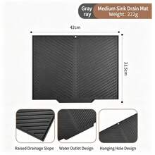 One-Piece Molded Silicone Drainage Mat, Sloped Water-Guiding Tray Cup Holder Pad, Kitchen Sink Side Non-Slip Heat-Resistant Draining Mat, Bathroom Vanity Filtration Water-Blocking Mat, Water Cup Base Coaster Countertop Spill-Proof Pad, Kitchen Utensil Draining Mat, Bathroom Vanity Storage Mat, Household Kitchen & Bathroom Multi-Function Silicone Mat, Desktop Heat-Insulating Pad - Multicolor - View 13