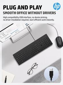 HP USB Wired Office Keyboard, Keyboard And Mouse Combo, 104-Key Full-Size Keyboard, Compatible With Laptops, Desktops, And All-In-One PCs, Spill-Resistant Office Keyboard [Office & Entertainment + Wired Keyboard] - View 8
