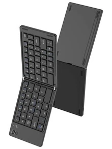 Foldable Wireless Keyboard Compatible With IPad, Computer, PC, Smartphone And Other Devices, Ergonomic Design, Compatible With IOS, Android And Windows Systems, Built-In Rechargeable Battery (150mAh), Full-Size Ultra-Thin Pocket Portable Design, Black - View 3