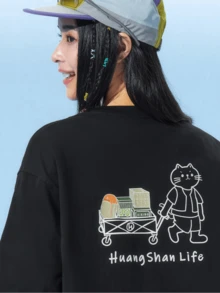 CAMEL CROWN Summer Unisex Short Sleeve T-Shirt, 100% Cotton Loose Breathable Outdoor Tee - Phantom Black - View 2