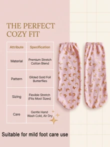 Pink Moisturizing Socks For Dry Cracked Feet, Reusable Foot Spa Covers, Softening Heel Repair Care Routine, Foot Mask Tools, Foot Care, Spa Socks, Golden Butterfly Pattern, Y2k - Golden Butterfly - View 7