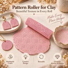 Hexagon Stripe Texture Clay Roller, 3D Printed PLA Pottery Roller, Ceramic Embossing Tool For Polymer Clay, Soft Clay, Air Dry Clay, Pottery, DIY Craft, Sculpting, Handbuilding, Geometric Pattern Stamp Roller, Ceramic Making Supplies - Hexagonal Striped Pink - View 4
