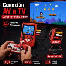 Retro 400-In-1 Portable Video Game Console With 2-Player Controller, 4-Color Mini Pocket Console With AV Connection To TV, Rechargeable Lithium Battery And USB Cable, Classic Entertainment Toy For Kids And Adults - Red - View 3