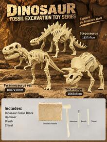 1pc Dinosaur Fossil Excavation Toy (With Free Tools) - Tyrannosaurus Rex/Triceratops Etc., Children's DIY Puzzle Treasure Hunt Toy, Suitable For Boys And Girls - Each Box Contains Dinosaur Fossil Plaster + 3 Tools - View 35
