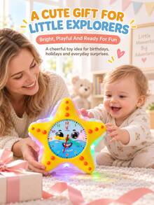 Musical Light Up Starfish Crawling Toy,Clock Face With Auto Steering Universal Wheels & Obstacle Avoidance,Gift For Toddlers Baby Boys Girls,Christmas - Multicolor - View 5