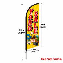 1pc YARD Yard Feather Flag, Banner, Decorative Flag, Store Sign, Beach Flag 6.5ft Advertising Flag, Yellow Radial Background With Red 3D Large Text, Furniture, Toys, Books, Radio And Elements Design, Suitable For Yard , Garage , Second-Hand Goods Promotion, Community Market And Outdoor Display, Durable Weather-Resistant Non-Fading Lightweight Fabric, High Visibility, Single Flag Without Ground Stake - A - View 2