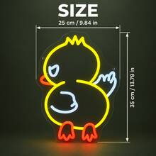 1-Piece USB-Powered Yellow Duckling Neon Sign With Clear PS Backboard, Silicone LED Light Strip And Power Cable, Playful Cartoon Shape With Red Feet And White Wing Details For Playroom, Nursery, Baby Shower And Birthday Decor - Multi-color light - View 12