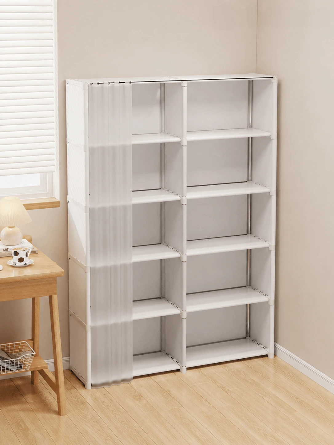 1 buah Rak Buku Lantai Minimalis, Rak Penyimpanan Berlapis, Tanpa Perlu Perakitan, Rak Penyimpanan Hemat Ruang, Cocok untuk Kamar Tidur, Ruang Tamu, Asrama, Kantor Rumah, Apartemen Kecil, Dapat Menampung Buku, Kosmetik, Camilan, Dekorasi Rumah