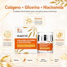 OUKEYA Crema Facial Antiedad con Colágeno, Niacinamida, Glicerina y Ácido Hialurónico, Hidratante y Reafirmante para Todo Tipo de Piel, Uso Diario Día y Noche, 50 g - Crema facial de colágeno 50 g - Ver 2