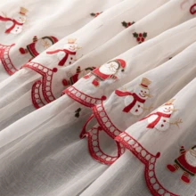 1pc Christmas Winter Snowman & Santa Claus Embroidered Curtain Valance, Kitchen Bedroom Window Decor, Rod Pocket Polyester Material, Holiday Decoration - Multicolor - View 10