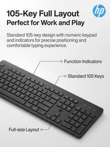 HP USB Wired Office Keyboard, Keyboard And Mouse Combo, 104-Key Full-Size Keyboard, Compatible With Laptops, Desktops, And All-In-One PCs, Spill-Resistant Office Keyboard [Office & Entertainment + Wired Keyboard] - View 7