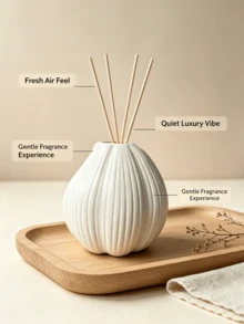 1pc Reed Diffuser Bottle Resin Black White Striped Vase Nordic Style For Bedroom Living Room Tabletop Shelf Decor Fragrance Container Home Decor - Vertical Texture - View 5