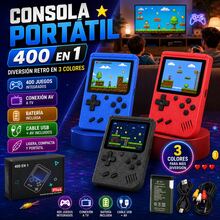 Retro 400-In-1 Portable Video Game Console, Mini Pocket Console With Color Screen And Rechargeable Battery, AV Connection For TV Play, Birthday Gift For Kids And Adults (Cables Included) - Blue - View 7