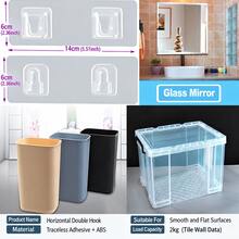 Transparent Self-Adhesive Wall Hooks, No-Drill Double-Sided Interlocking Hook Set, Strong Adhesive Removable, Suitable For Bathroom, Kitchen, Mirror, Storage Box And Home Organization - Clear - View 2