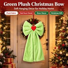 Fall-Style Alt Green Heart Bow Hanging Hand Towel, Halloween Christmas Coral Fleece Soft Towel, Home Kitchen Bathroom Towel, Christmas Tree Decor Hanging Ornament - Multicolor - View 4