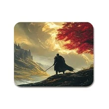 Dark Spire Castle Knight Holding Sword Back Pattern Extra Long Gaming Mouse Pad And Desk Mat Set, Non-Slip Durable Rubber Base, Smooth Surface Suitable For Computer Laptop Office Home, Abstract Art Decor, Back To School Supplies - A - View 13
