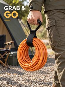 2pcs/4pcs Optional, S Size 44cm/L Size 71.1cm Adjustable Nylon Hand Carry Hanging Storage Straps, Outdoor Functional Style Black Curved Non-Slip Grip Hook & Loop Binding Straps, Suitable For Camping Gear Organization, Water Pipe & Cable Storage, Yard & Garage Hanging Storage - Combo Pack - View 6