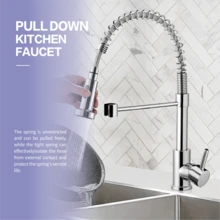 High-Performance Pull-Down Kitchen Faucet, 2-Way Water Flow & 360° Free Swivel, Precision-Crafted Hose & Ceramic Valve, Comprehensive Hardware Included - Plating - View 1