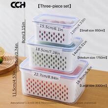 6pcs Plastic Food Storage Containers With Lids, Multi-Functional Airtight Fresh-Keeping Boxes For Refrigerator, With Drainage Basket Set, Suitable For Fruits, Vegetables And Kitchen Food Storage (3 Drainage Baskets + 3 Fresh-Keeping Boxes) - View 5