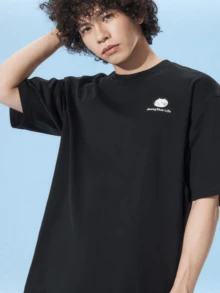 CAMEL CROWN Summer Unisex Short Sleeve T-Shirt, 100% Cotton Loose Breathable Outdoor Tee - Phantom Black - View 1