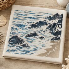Rocky Coast Ocean Wave Painting Stencil, Reusable Seaside Landscape Template For Canvas, Fabric, Wall, Pillow, Frame & DIY Home Decor - Single Piece - View 4