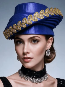 1pc African-Style Embellished Turban Hat With Rhinestone Trim – Vintage-Inspired Headwrap For Banquets And Weddings - Multicolor - View 11