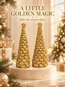 1pc Golden Coin Tree Desktop Ornament, Dollar Or Bitcoin Symbol Stacked Design, Compact Decorative Figurine For Home Office, Bookshelf, Reception Desk, Living Room And Entryway Accent - New - View 4