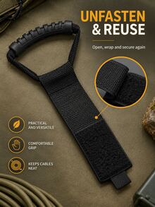 2pcs/4pcs Optional, S Size 44cm/L Size 71.1cm Adjustable Nylon Carrying Hanging Storage Strap, Outdoor Functional Style Black Curved Non-Slip Grip Hook & Loop Binding Strap, Suitable For Camping Gear Organization, Water Pipe & Cable Storage, Yard & Garage Hanging Storage - Multi-pack - View 8