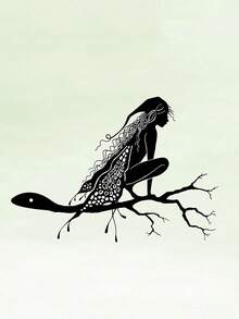 Fairy Silhouette Metal Decor, Cute Garden Fairy Ornament, Fairy Art Decoration, Fairy Sitting On Tree Trunk, Tree-Shaped Metal Sign, Tree-Shaped Garden Decor - A - View 3