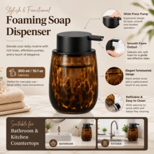 Amber Marble Glass Soap Dispenser, Refillable Pump Bottle For Liquid Soap, Lotion And Hand Wash, Suitable For Kitchen And Bathroom Countertop - Multicolor - View 3